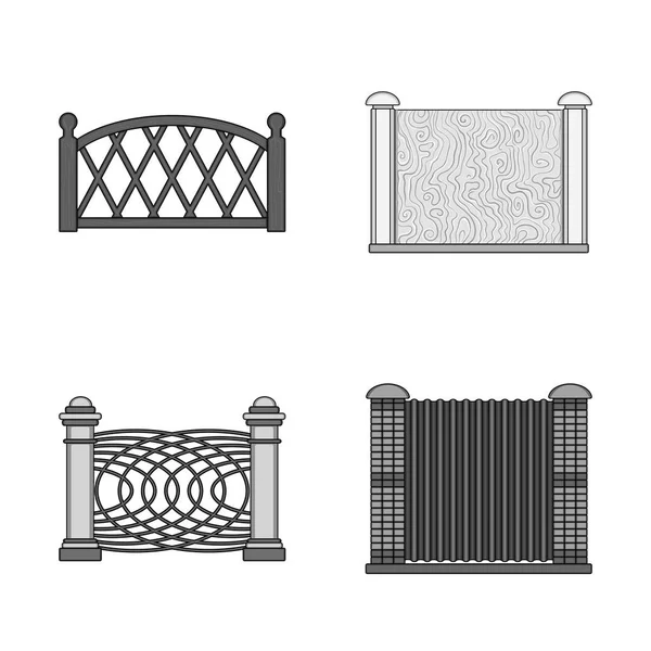 Vektordesign Des Tor Und Zaunlogos Sammlung Von Tor Und Wandstock — Stockvektor