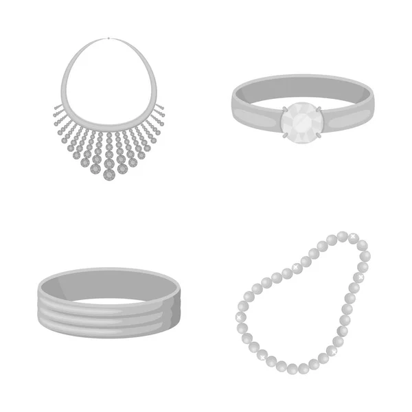 Vektor ilustrasi perhiasan dan logo kalung. Set dari perhiasan dan pendent vektor ikon untuk stok . - Stok Vektor