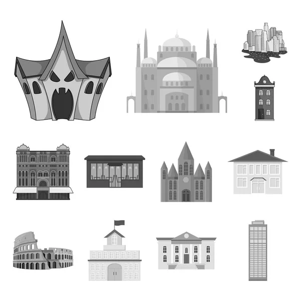 Векторная иллюстрация здания и городского логотипа. Собрание векторной иллюстрации строительства и бизнеса . — стоковый вектор