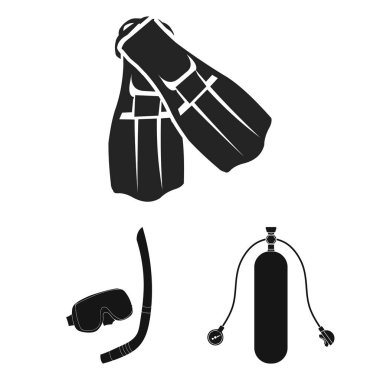 Dalış ve scuba simge vektör Illustration. Dalış ayarla ve stok vektör çizim yüzmek.