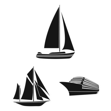 Yat ve gemi simge vektör tasarımı. Yat ayarla ve stok için vektör simge cruise.