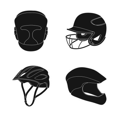 Kask ve spor işareti yalıtılmış nesne. Kask ve moto hisse senedi simgesi için web topluluğu.