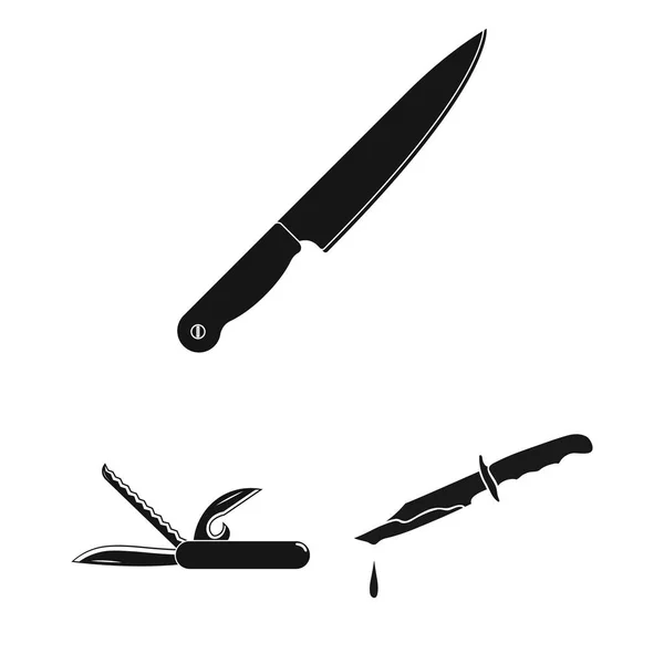 Vector design of knife and cut icon. Set of knife and flat stock symbol for web. — Stock Vector