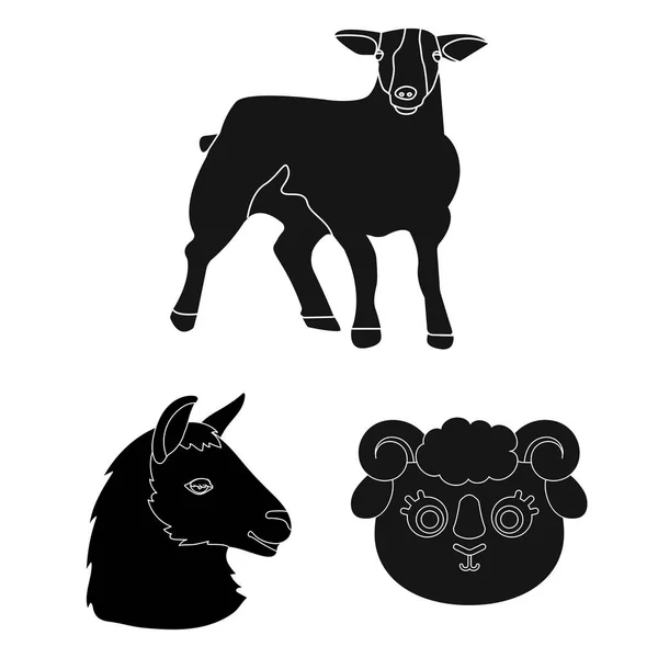 Vektorillustration des Schaf- und Ziegensymbols. Schafe und glückliches Aktiensymbol für das Netz. — Stockvektor