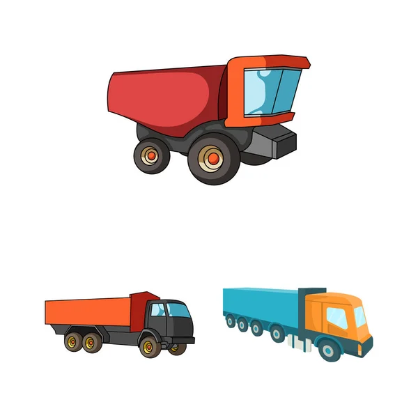 Vektorová design kamionu a dodávky znamení. Kolekce z kamionu a kontejner burzovní symbol pro web. — Stockový vektor