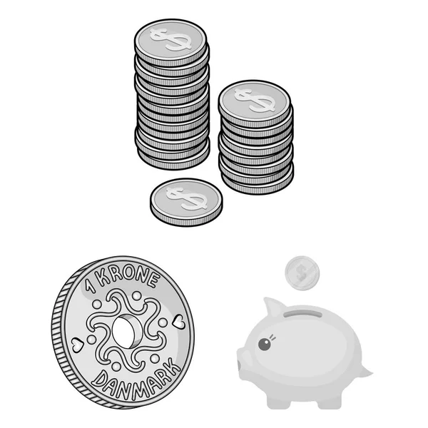 Ilustración vectorial de moneda y signo del tesoro. Conjunto de moneda y dinero stock vector ilustración . — Vector de stock