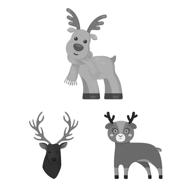 Vector illustration of elk and head icon. Set of elk and stag stock vector illustration. — Stock Vector