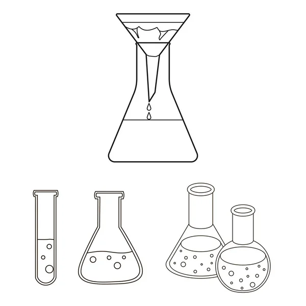 Diseño vectorial del matraz y símbolo de laboratorio. Colección de frasco y equipo icono vectorial para stock . — Vector de stock