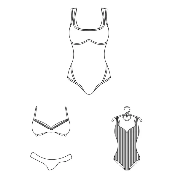 Illustration vectorielle du bikini et symbole de la mode. Collection de bikini et maillot de bain illustration vectorielle de stock . — Image vectorielle