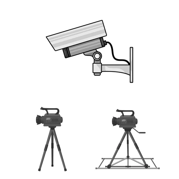 Izolovaný objekt ikony videokamera a fotoaparát. Sbírka videokamera a řídicího panelu vektorové ilustrace. — Stockový vektor