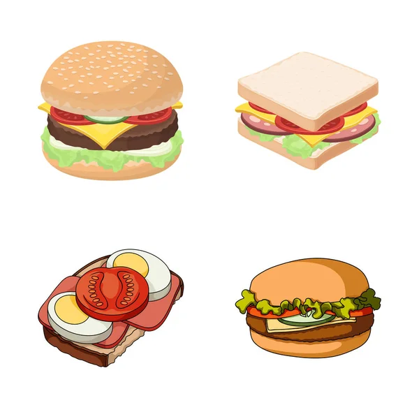 Vector illustration of sandwich and wrap logo. Collection of sandwich and lunch stock vector illustration. — Stock Vector