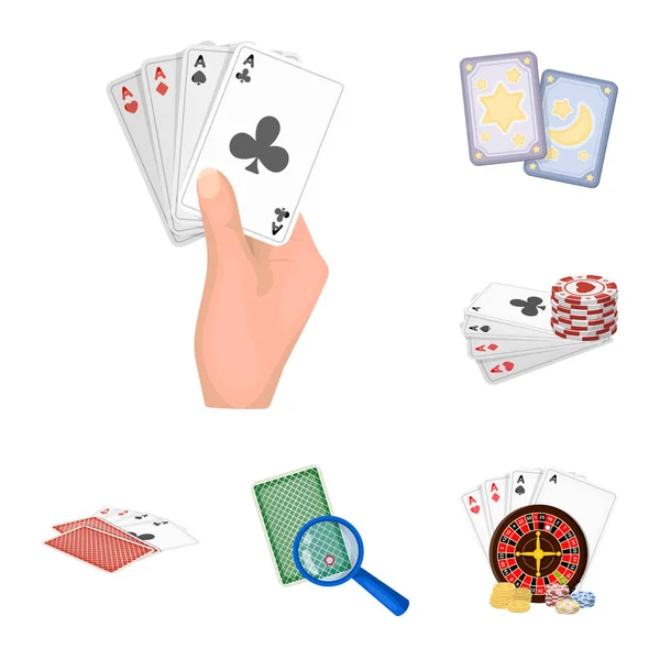 Vektor-Design von Spiel und magische Ikone. Sammlung von Spiel- und Poker-Aktienvektorillustrationen. — Stockvektor