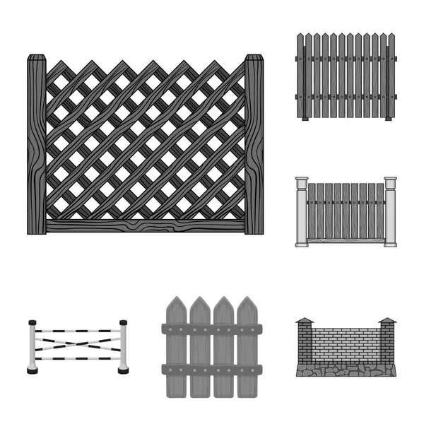 Ізольований об'єкт воріт і символ паркану. Набір піктограм затвору і стіни для складання . — стоковий вектор