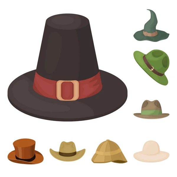 Objeto aislado de sombrero y símbolo de gorra. Colección de sombrero y modelo icono de vector para stock . — Archivo Imágenes Vectoriales