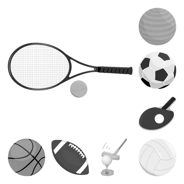 Векторная иллюстрация логотипа мяча и футбола. Коллекция символов мяча и баскетбола для сети . — стоковый вектор