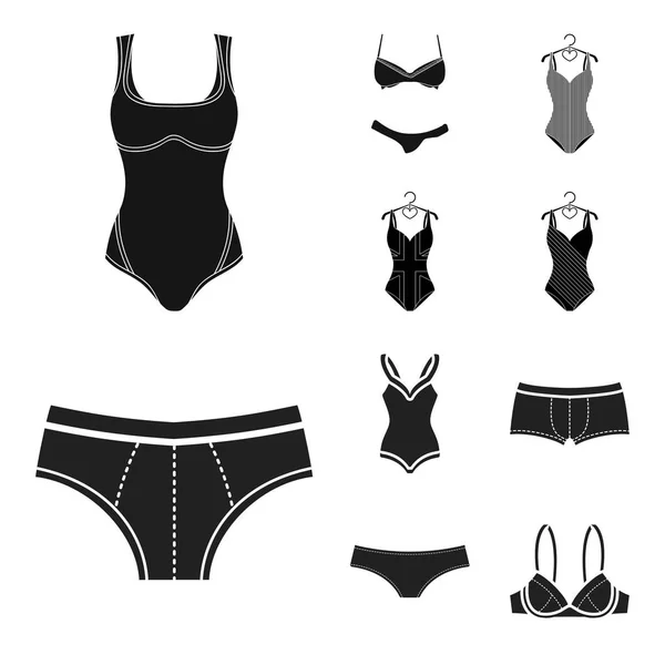 Vector illustration of bikini and fashion logo. Set of bikini and swimsuit stock symbol for web. — Stock Vector
