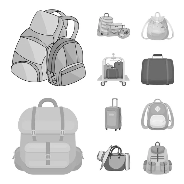 Design vetorial e ícone de mochila. Conjunto de e embalar o símbolo de estoque para web . — Vetor de Stock