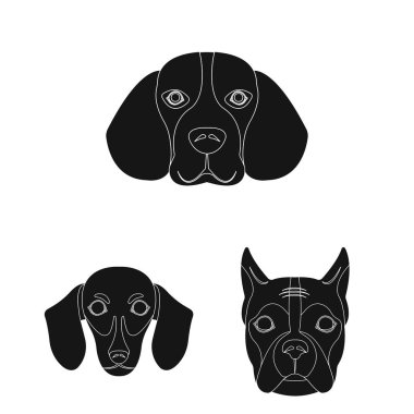 Sevimli vektör tasarımı ve köpek yavrusu simgesi. Şirin ve hayvan hisse senedi vektör çizim seti.