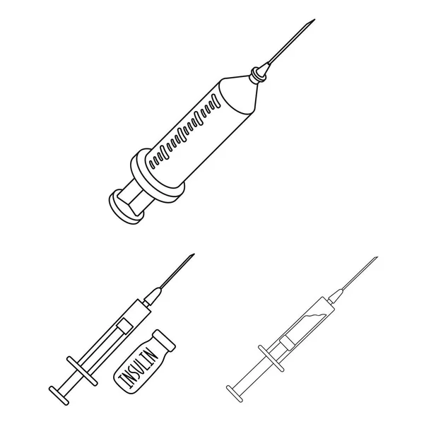Векторна ілюстрація логотипу вакцини та шприца. Набір символів вакцини та антибіотиків для Інтернету . — стоковий вектор
