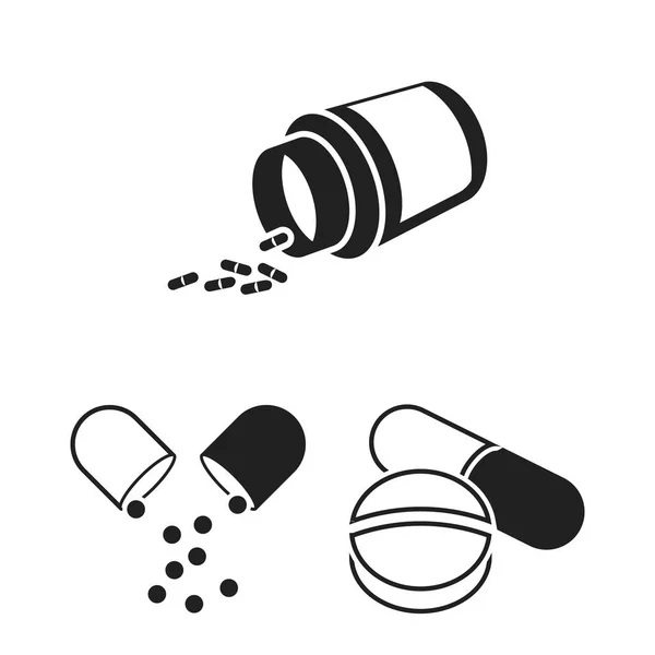 Isolated object of pill and medicine symbol. Set of pill and vitamin stock symbol for web. — Stock Vector