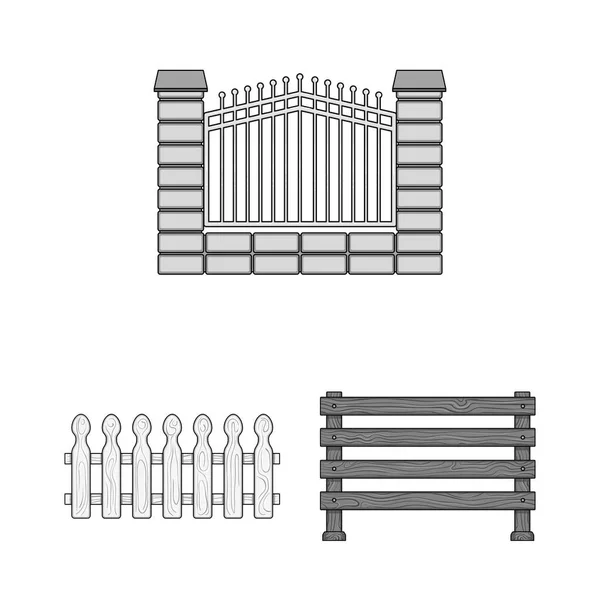 Isolerade objekt av grind och staket symbol. Samling av gate och vägg aktiesymbol för webben. — Stock vektor