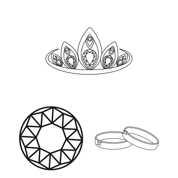 Izolovaný objekt šperky a náhrdelníky symbolu. Kolekce bižuterie a závěsné vektorové ikony pro stock. — Stockový vektor