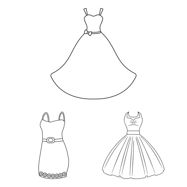 Vectorillustratie van kleding en kleding logo. Set jurk en avond vector pictogram voor voorraad. — Stockvector