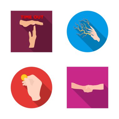 Vektör tasarımı, animasyon ve sembol başparmak. Animasyon ve web için hisse senedi simgesi jest kümesi.