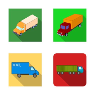 Isolated object of truck and shipping symbol. Collection of truck and container vector icon for stock.