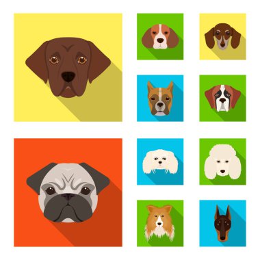 Sevimli vektör çizim ve köpek yavrusu sembolü. Hisse senedi için şirin ve hayvan vektör simge kümesi.