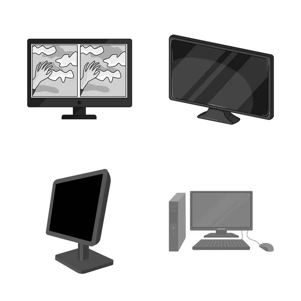 Isoliertes Objekt des Bildschirms und des Computersymbols. Set aus Bildschirm und Aktienattrappe für das Web. — Stockvektor