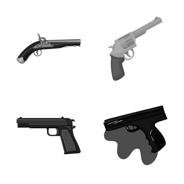 Diseño vectorial de revólver y pistola. Conjunto de revólver y gatillo stock vector ilustración . — Archivo Imágenes Vectoriales