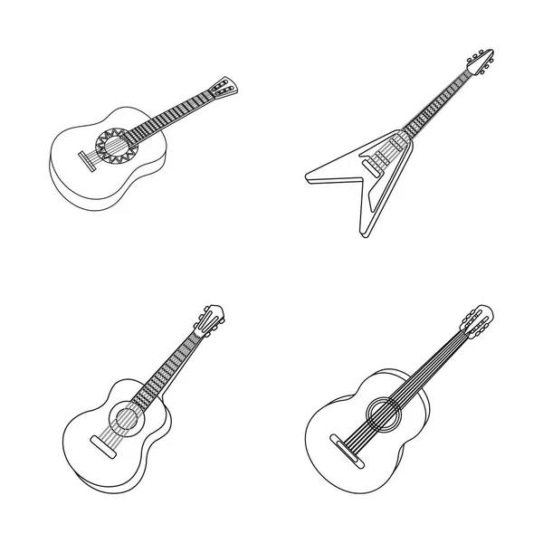 Objeto aislado del icono del rock y la música. Conjunto de ilustración de vector de stock de roca e instrumento . — Vector de stock