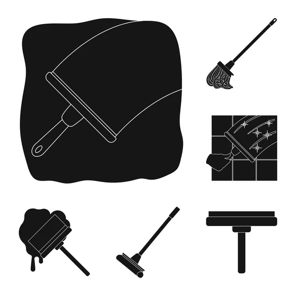 モップやほうきのロゴの孤立したオブジェクト モップと掃除機の株式ベクトル イラストのセット — ストックベクタ