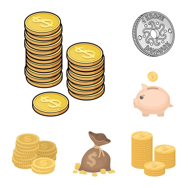 Isolated object of coin and treasure logo. Collection of coin and money  stock vector illustration. — Stock Vector