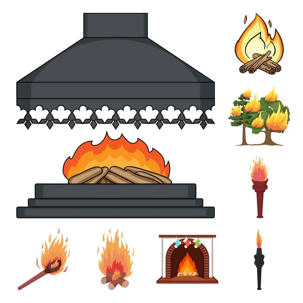 Isolierte Objekt des Feuers und Flammenzeichen. Set von Feuer und Feuerball-Vektor-Symbol für Aktien. — Stockvektor