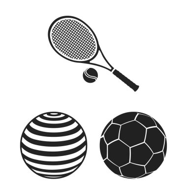 Topu ve futbol simge vektör tasarımı. Top ve basketbol hisse senedi vektör çizim seti.