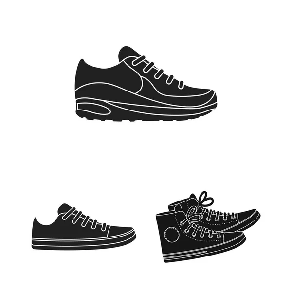 Illustration vectorielle de chaussure et signe sportif. Ensemble d'illustration vectorielle de chaussures et de matériel de fitness . — Image vectorielle