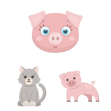 Hayvan ve habitat simgesi yalıtılmış nesne. Hayvan ve çiftlik hisse senedi vektör çizim topluluğu.