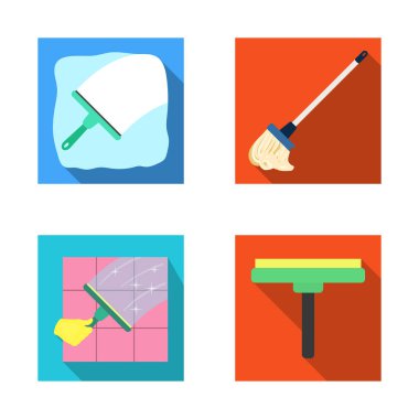 Paspas ve süpürge simge vektör Illustration. Paspas ve temiz hisse senedi vektör çizim.