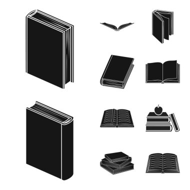 Yalıtılmış nesne kitaplığı ve ders kitabı logosu. Web için Kütüphane ve okul hisse senedi simgesi kümesi.