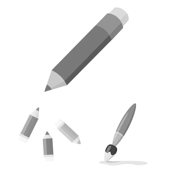 Diseño vectorial de lápiz y afilar el logotipo. Conjunto de lápiz e icono de vector de color para stock . — Vector de stock
