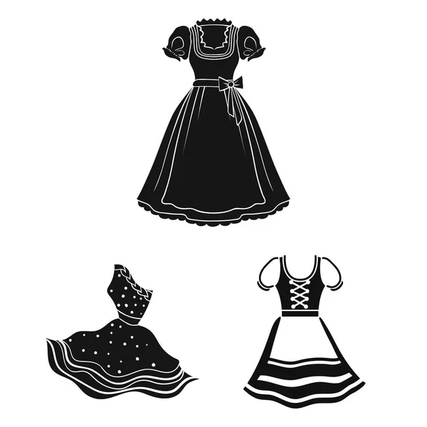 Векторная иллюстрация символа платья и одежды. Комплект одежды и значок вечернего вектора на складе . — стоковый вектор