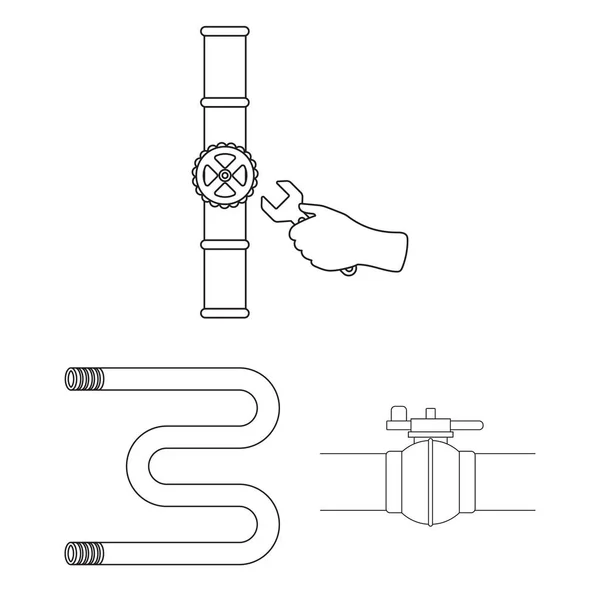 Conception vectorielle de tuyau et logo de plomberie. Ensemble de tuyau et icône vectorielle métallique pour stock . — Image vectorielle