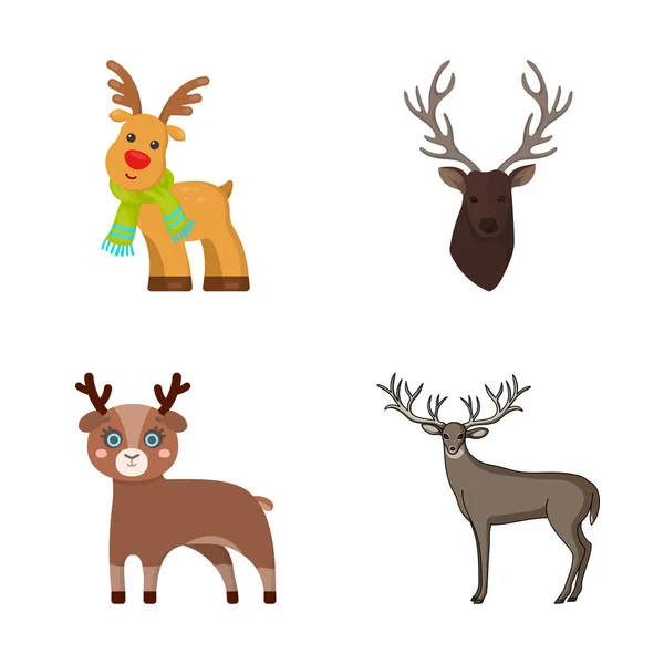 Design vettoriale dell'icona dell'alce e della testa. Set di icone vettoriali alce e cervo per stock . — Vettoriale Stock