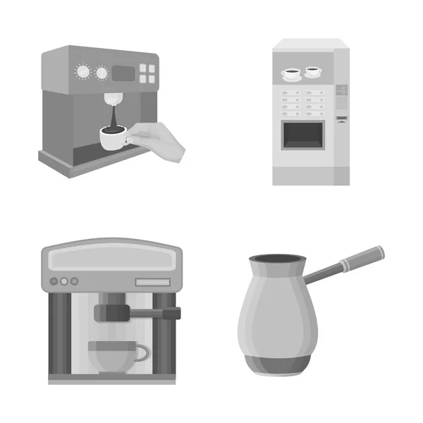 Vektorillustration des Kaffee- und Maschinenzeichens. Set von Kaffee und Küche Vektor-Symbol für Lager. — Stockvektor