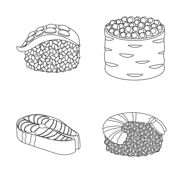 寿司和鱼符号的矢量插图。寿司和美食库存向量的集合例证. — 图库矢量图片