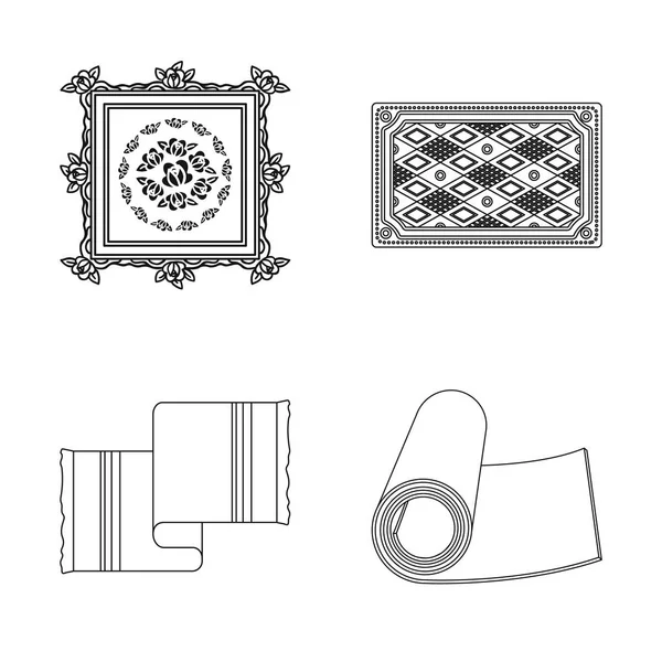 Vektor-Design von Teppich und persischem Zeichen. Sammlung von Teppich- und Bordellsymbolen für das Web. — Stockvektor