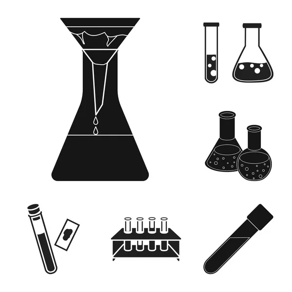 Illustration vectorielle du flacon et logo du laboratoire. Jeu de flacons et de matériel symbole stock pour toile . — Image vectorielle