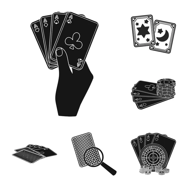 Diseño vectorial del juego y el icono de la magia. Conjunto de juego y poker vector icono para la acción . — Vector de stock